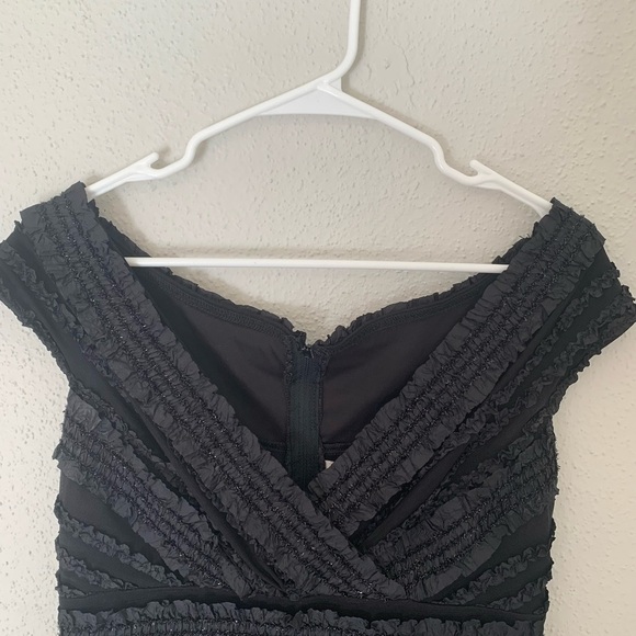 Tadashi Neiman Marcus Ruffle Sparkle Fitted Dress - Picture 3 of 8